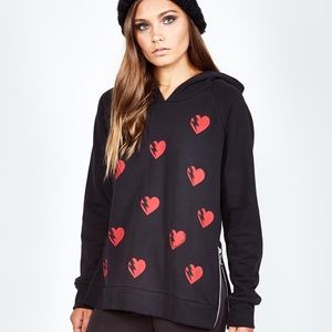 Lauren Moshi Corbin Red Lightning Heart Hoodie
